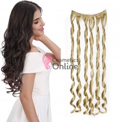 Extensie de par cu 3 Clips On delux simpla ondulata de 51 cm, Blond Mediu Mixt 39672